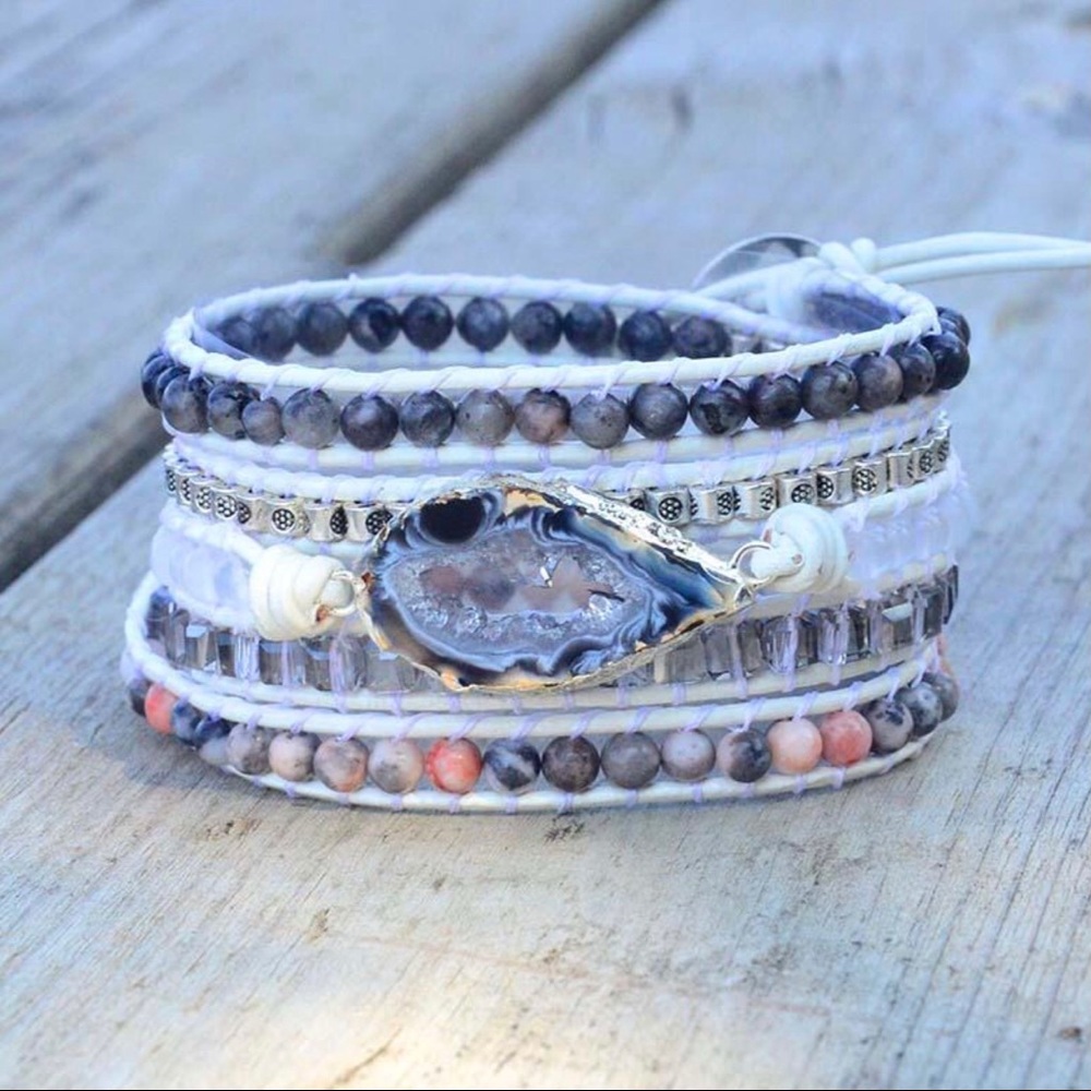 Druzy Crystal, Jasper and Amazonite Bracelet